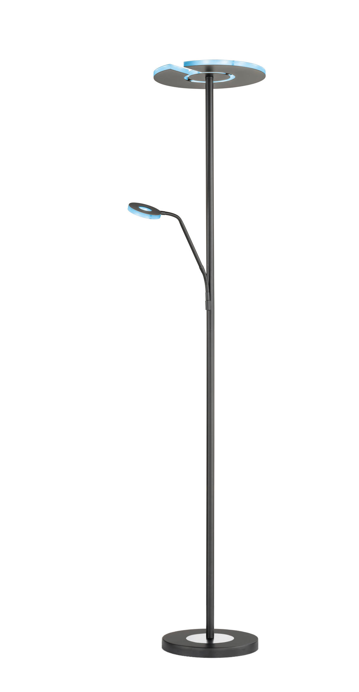 Fischer & Honsel LED-Stehleuchte 40318 Chrom schwarz Metall B/H/T: ca. 35x180x50 cm 1 Brennstellen Dent - schwarz/Chrom (35,00/180,00/50,00cm) - Fischer & Honsel