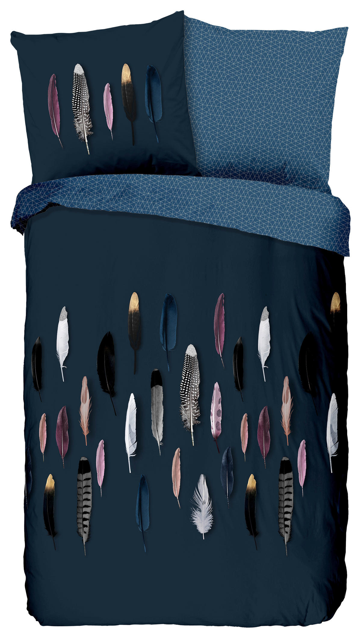 Baumwoll Bettwäsche Feathers Renforce Feathers - blau (200,00/200,00cm) - Good Morning
