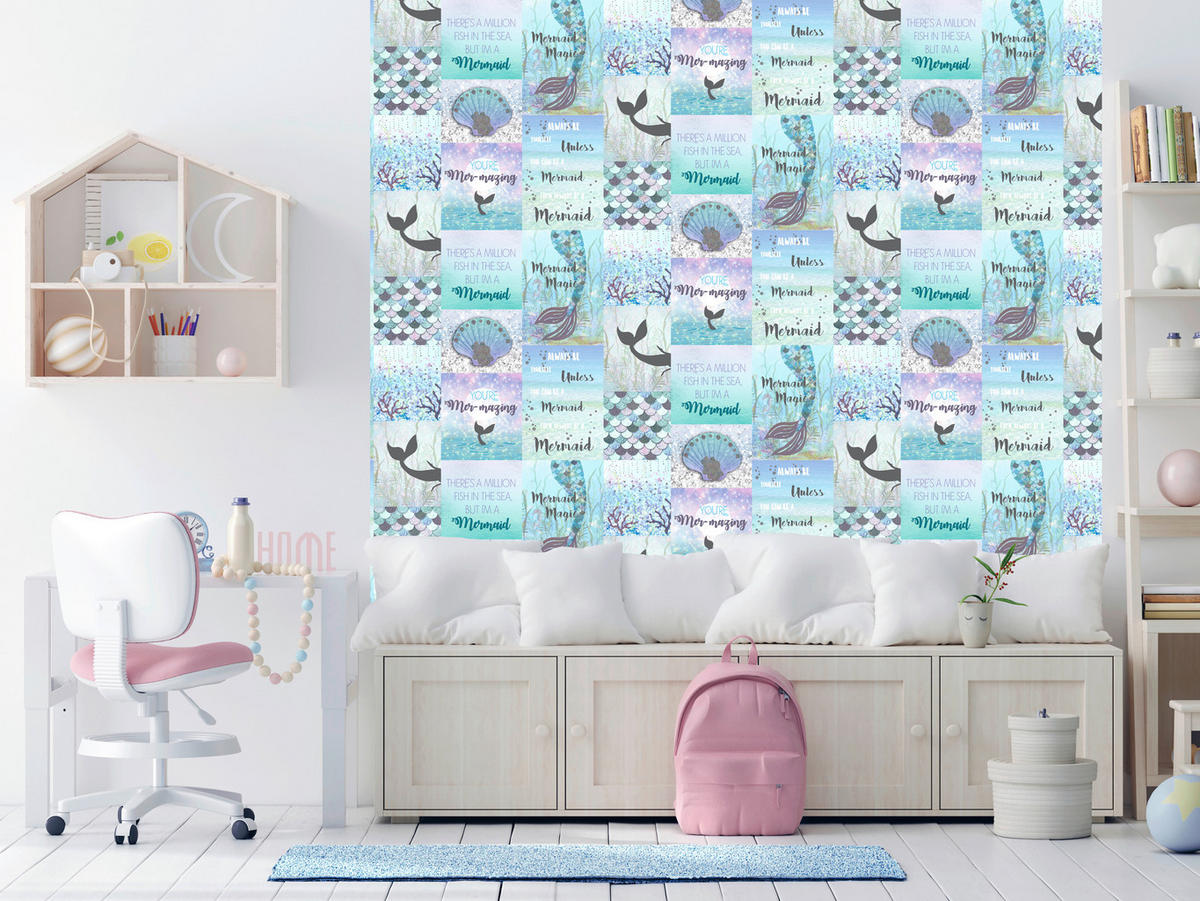 UGEPA Vinyltapete Muscheln blau rosa B/L: ca. 53x1005 cm Vinyltapete_A38101 - blau/rosa (53,00/1005,00cm) - UGEPA
