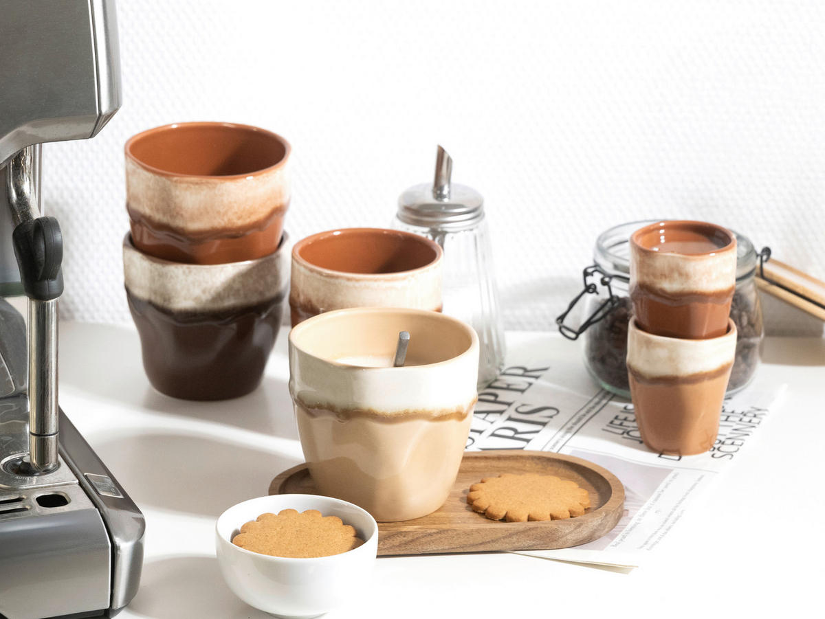CreaTable Teetassenset Squeezy Mocha braun Steinzeug 4 tlg. Squeezy Mocha - braun - CreaTable