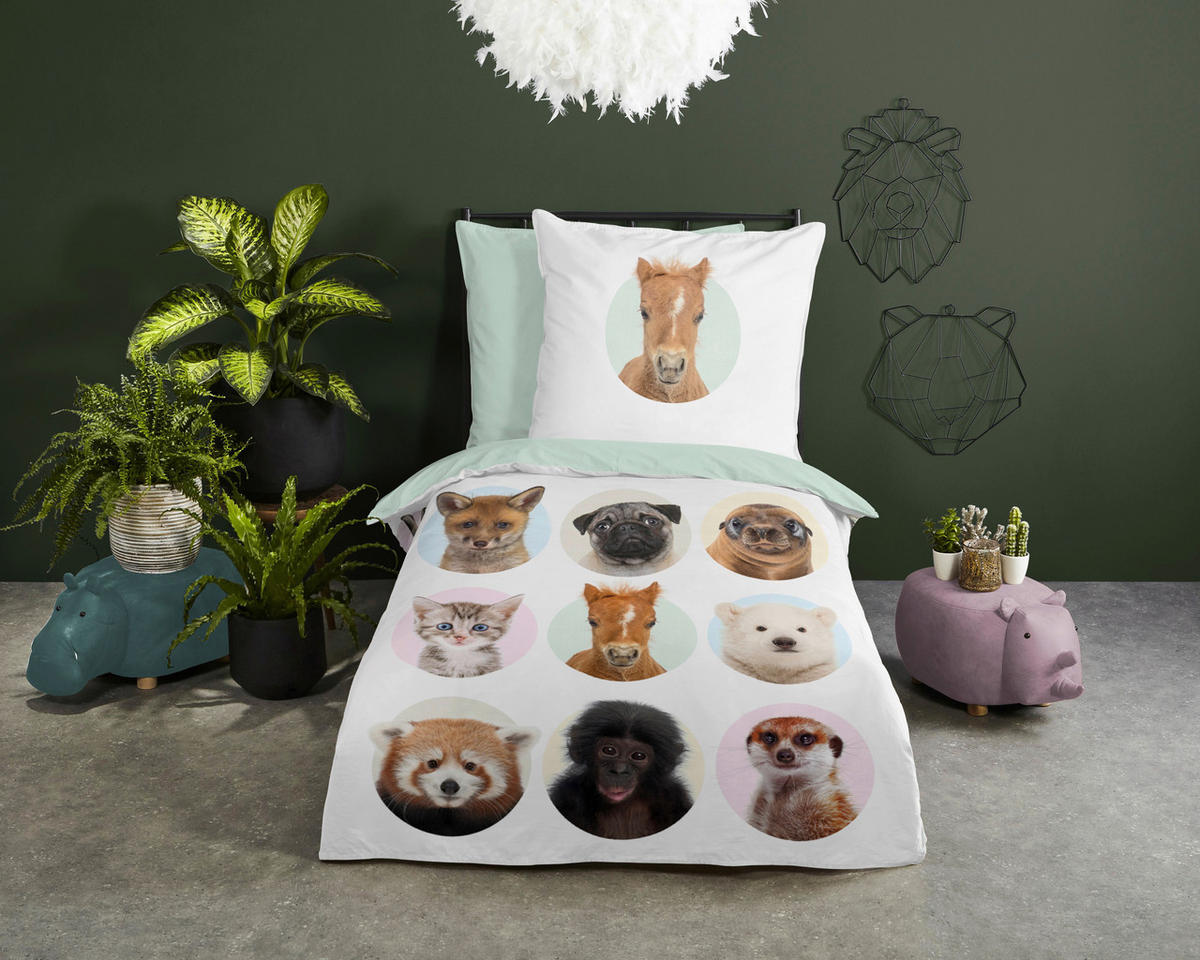 Baumwoll Bettwäsche Young Animals Renforce Young Animals - Multi (135,00/200,00cm) - Good Morning