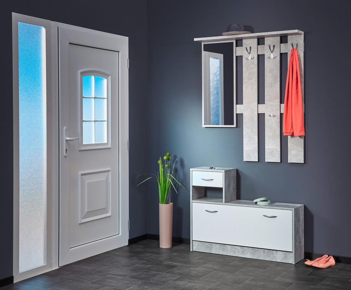 Garderobe Rudolf Beton Optik weiß B/H/T: ca. 100x180x25 cm Rudolf - weiß (100,00/180,00/25,00cm)