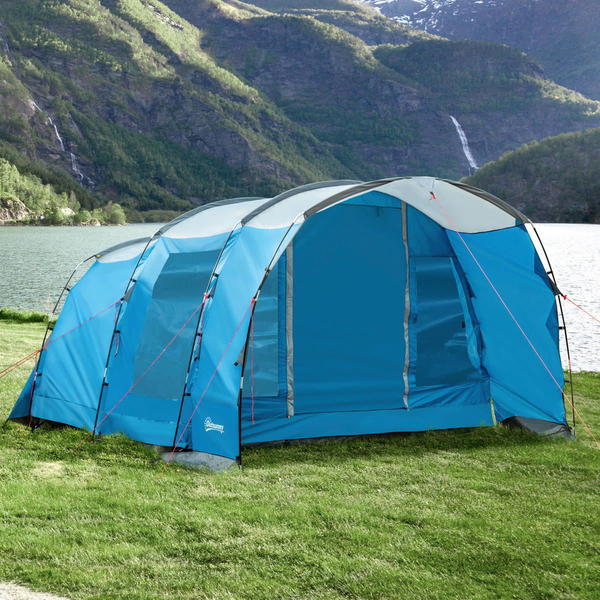 Outsunny Campingartikel B/H/L: ca. 275x445x195 cm Campingzelt - blau (195,00/275,00/445,00cm) - Outsunny