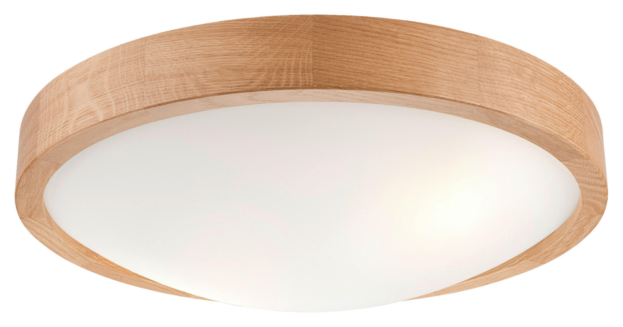 Lamkur Deckenleuchte ANELLO 40806 Eiche Glas Holz H/L: ca. 8x37 cm E27 2 Brennstellen Anello - Eiche (37,00cm) - Lamkur