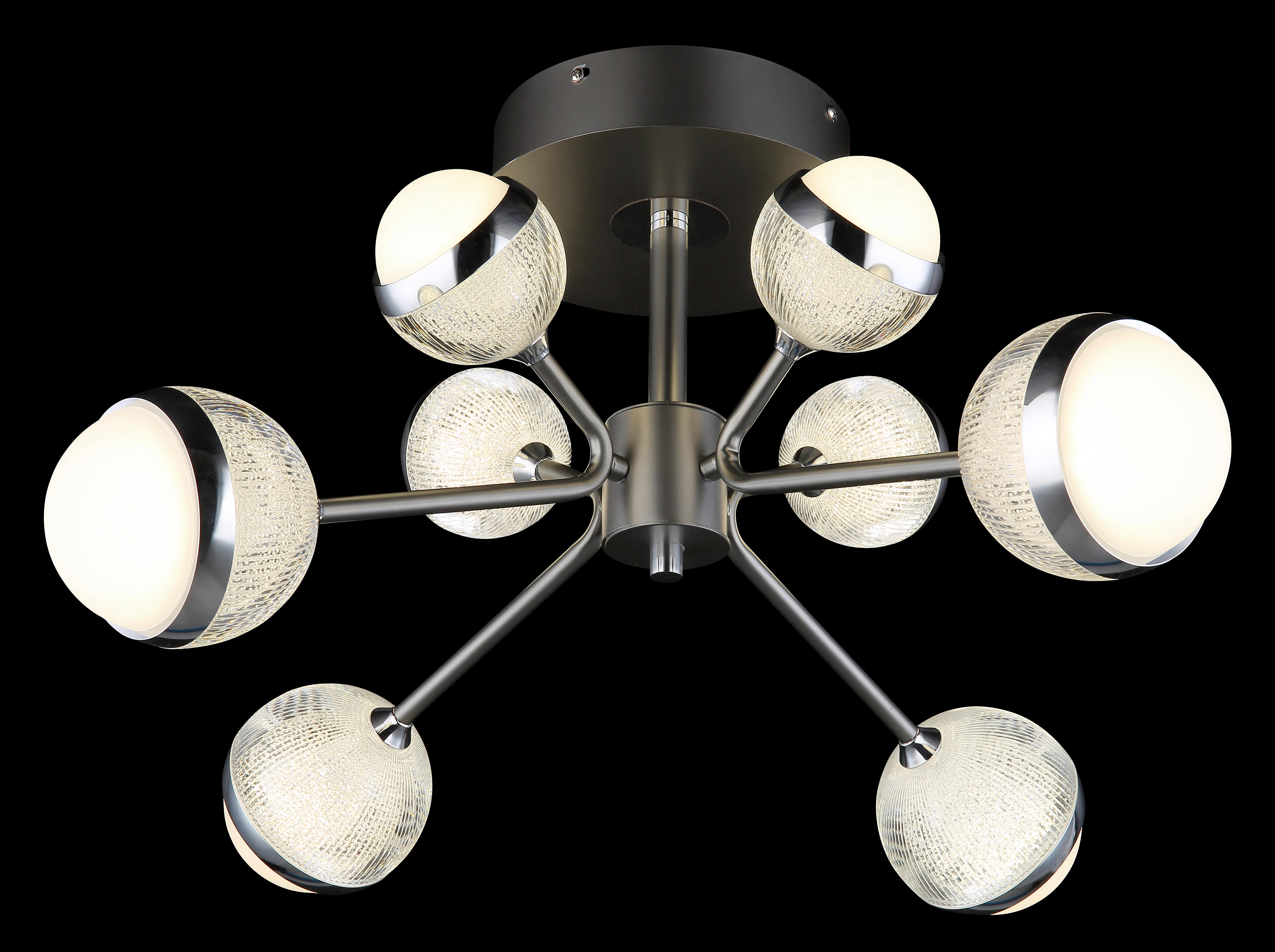 GLOBO LED-Deckenleuchte titanfarbig Chrom transparent Aluminium Acryl Metall H/D: ca. 29x61 cm UNTSY - titanfarbig/Chrom (61,00/29,00cm) - GLOBO