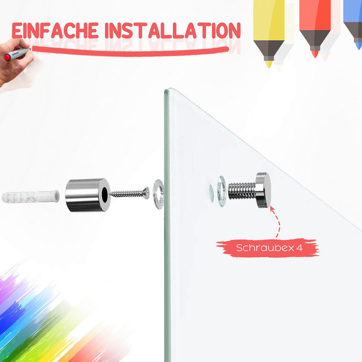 Vinsetto Wandboard Magnettafel - weiß (0,40/60,00/90,00cm) - Vinsetto