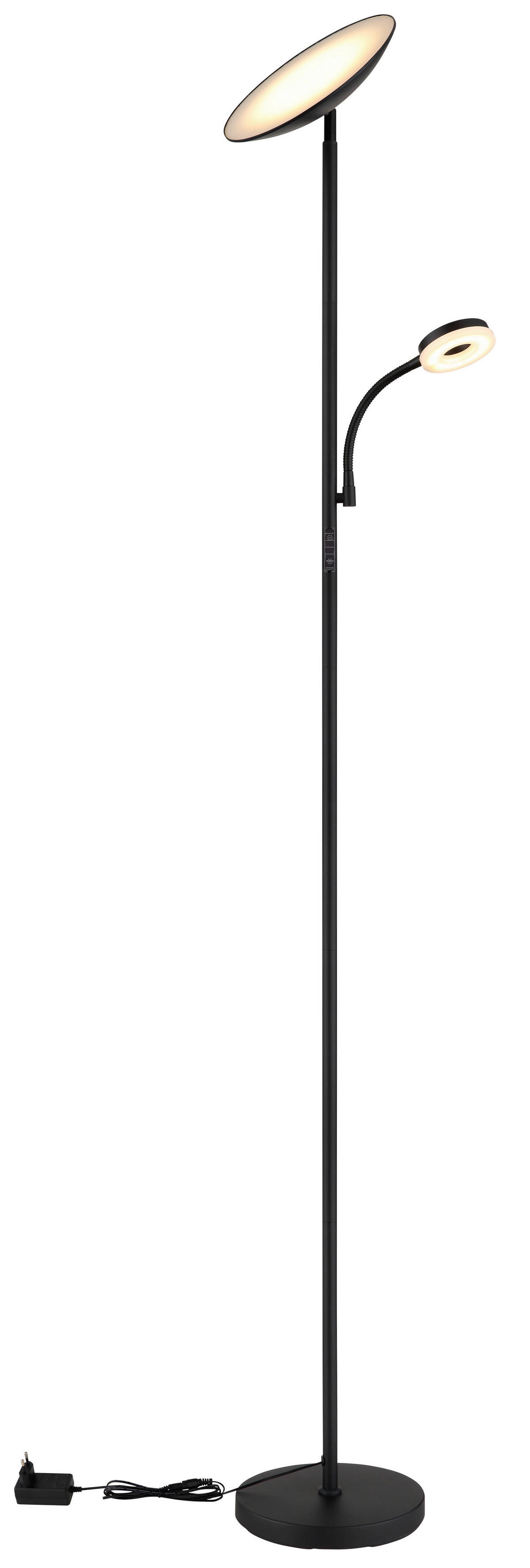 GLOBO LED-Deckenfluter Opal Chrom schwarz Metall Kunststoff H/D: ca. 179x25 cm 1 Brennstellen SKOPO - schwarz/Opal (25,00/179,00cm) - GLOBO