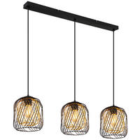 GLOBO Pendelleuchte DICHTI 15965-3HS schwarz Metall B/H/L: ca. 18x150x84 cm E27 3 Brennstellen DICHTI - schwarz (84,00/18,00/150,00cm) - GLOBO
