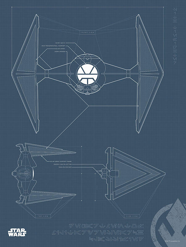 Komar Wandbild Star Wars Blueprint Sith TIE-Fighte