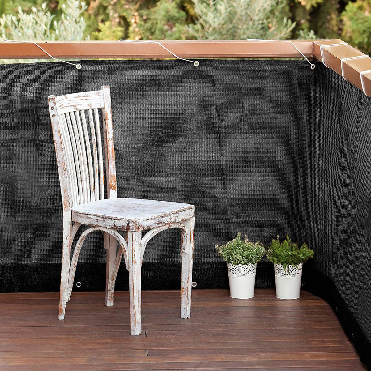 NORTENE Balkonverkleidung grau Kunststoff B/H/L: ca. 501x9x98 cm Balkonverkleidung - anthrazit/grau (98,00/501,00/9,00cm) - NORTENE