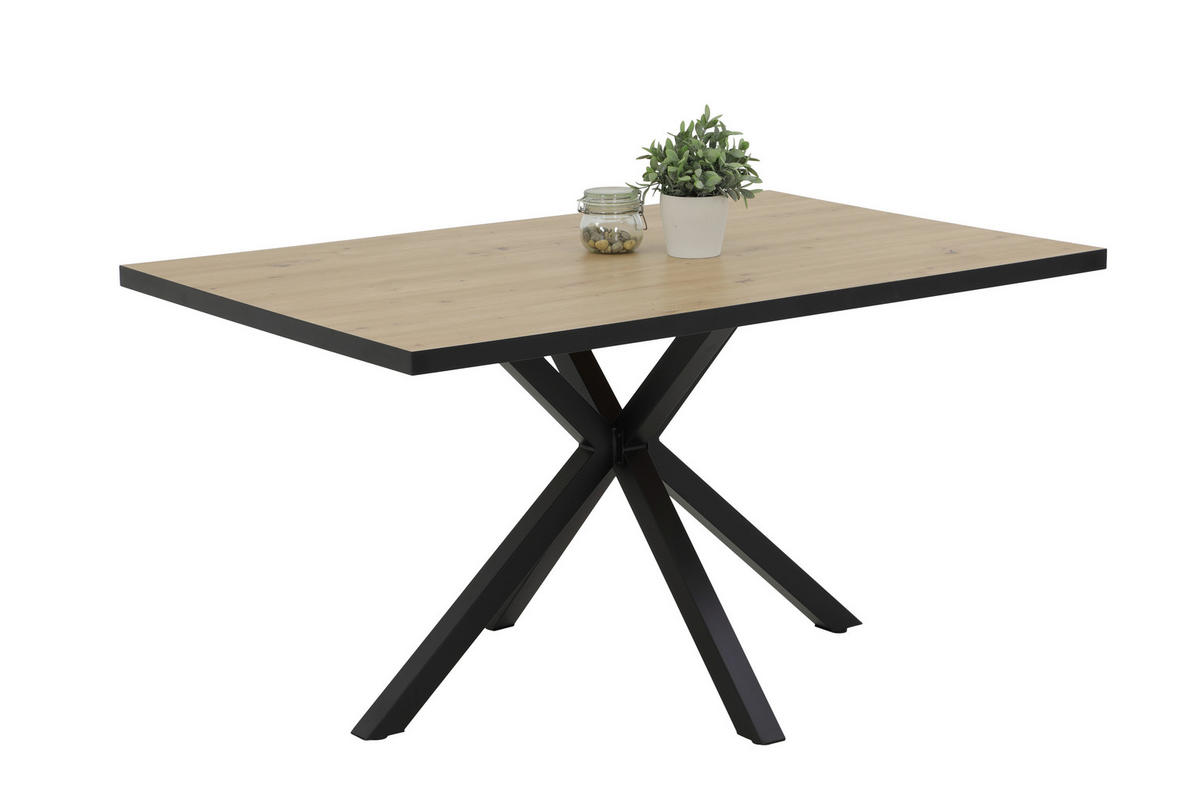 Essgruppe Inn Eiche schwarz anthrazit Holzwerkstoff B/H/T: ca. 140x76x90 cm Inn - Eiche/schwarz (140,00/76,00/90,00cm) - Hela