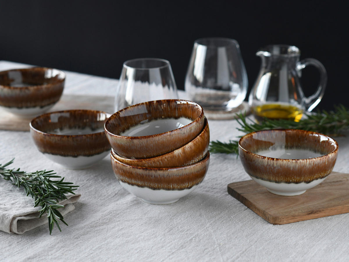 CreaTable Dipschalen-Set Cascade braun Steinzeug Cascade - braun - CreaTable