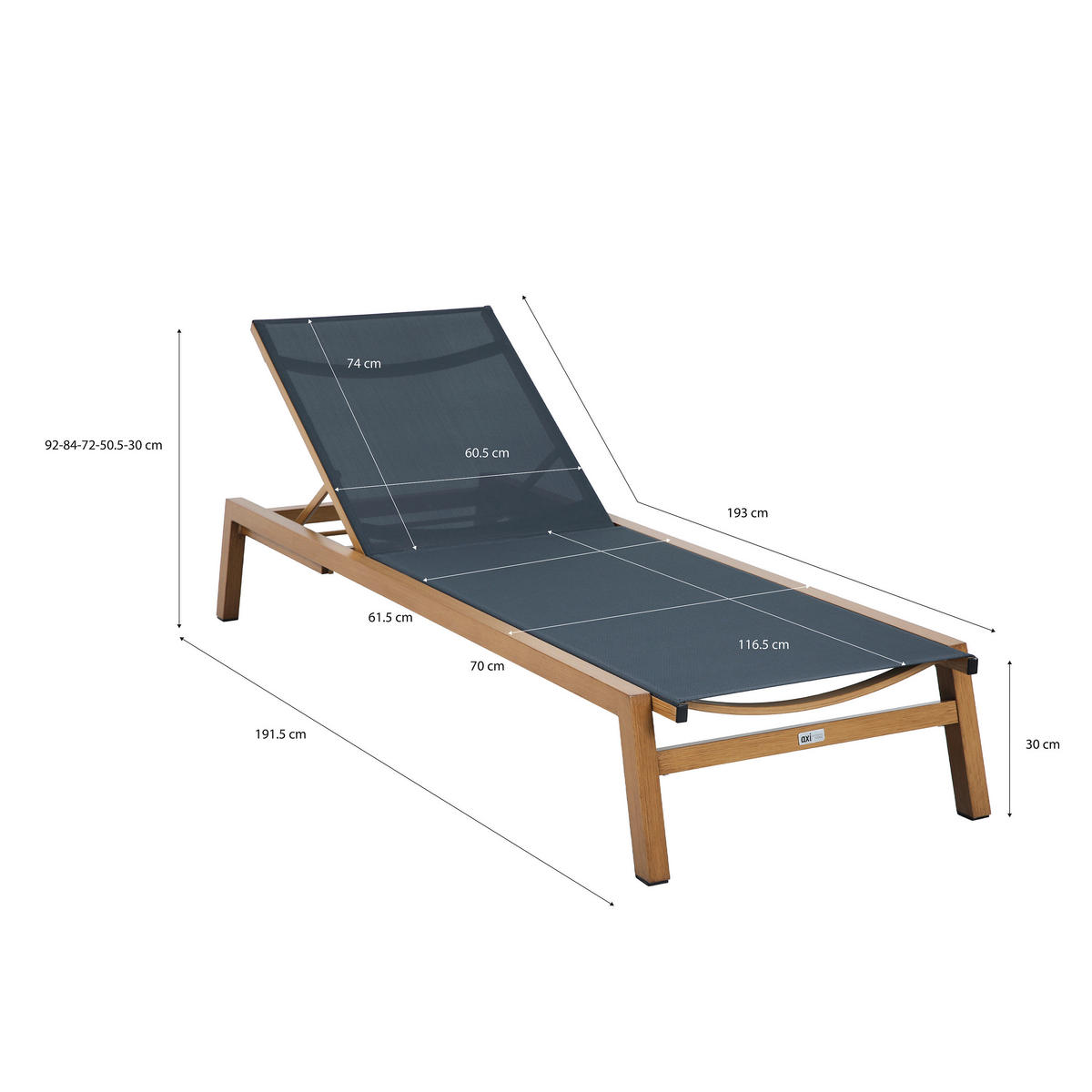 AXI Outdoor Living Gartenliege Logan braun Textil B/H/L: ca. 70x30x193 cm Logan - braun/grau (193,00/70,00/30,00cm) - AXI Outdoor Living