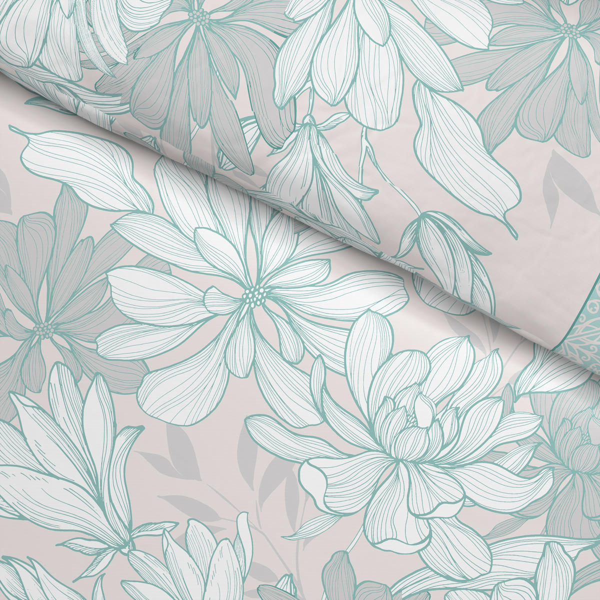 Baumwoll Bettwäsche Cotton touch Bettwäsche_Cotton-Touch Heidi - mint/grau (135,00/200,00cm) - Sensation
