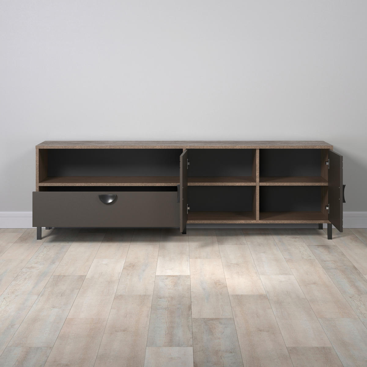 Lowboard Fusion Eiche dunkel Nachbildung bronze Optik B/H/T: ca. 183x55x40 cm Fusion - Eiche/bronze (183,00/55,00/40,00cm)