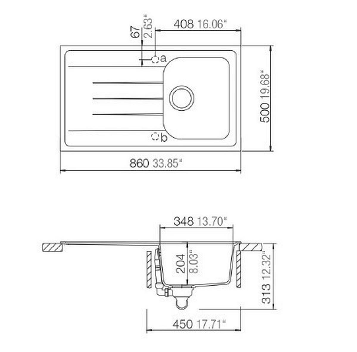 Respekta Einbauspüle Orlando 86 x 50 G Beton grau Granitverbundmaterial B/H/T: ca. 86x20,9x50 cm Orlando 86 x 50 G - Beton/grau (86,00/20,90/50,00cm) - Respekta