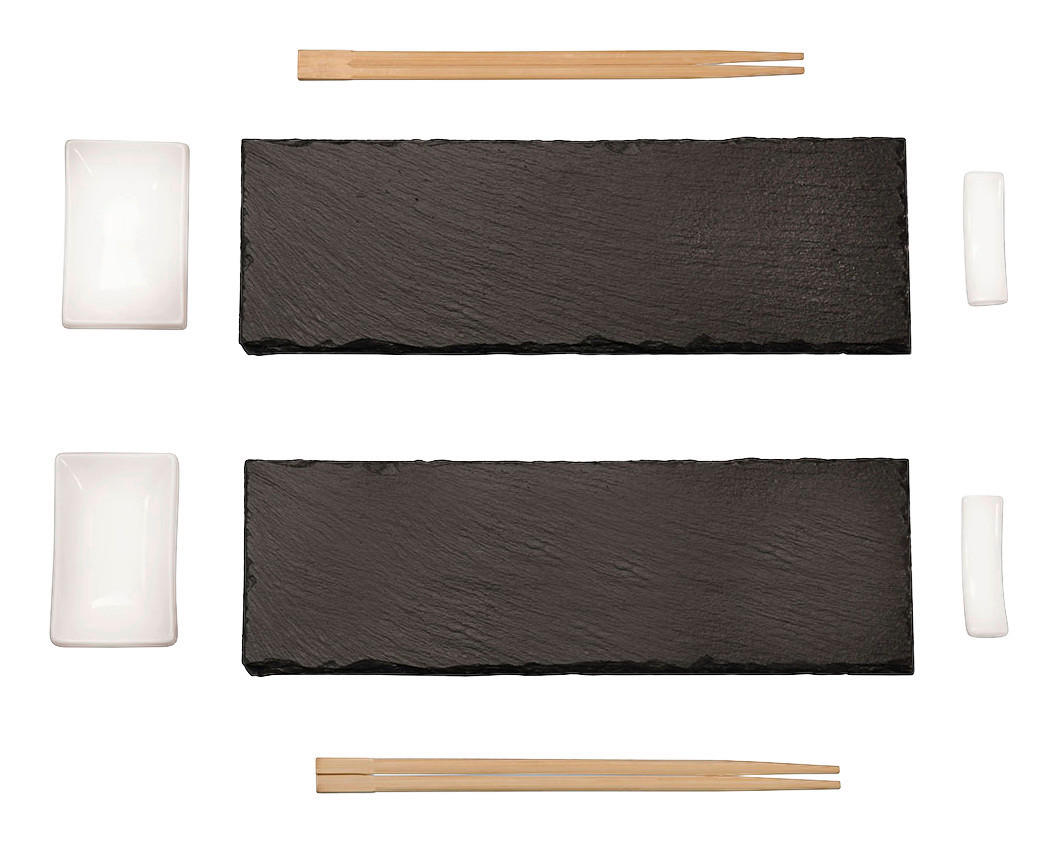 Kesper Sushi-Set grau Schiefer B/L: ca. 10x30 cm Sushiset_8tlg. - grau (10,00/30,00cm) - Kesper