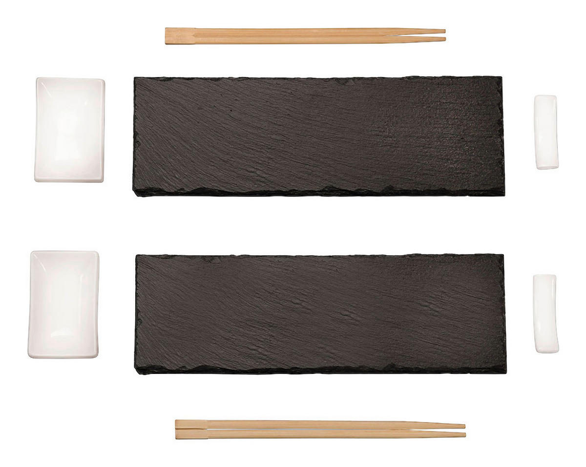 Kesper Sushi-Set grau Schiefer B/L: ca. 10x30 cm Sushiset_8tlg. - grau (10,00/30,00cm) - Kesper