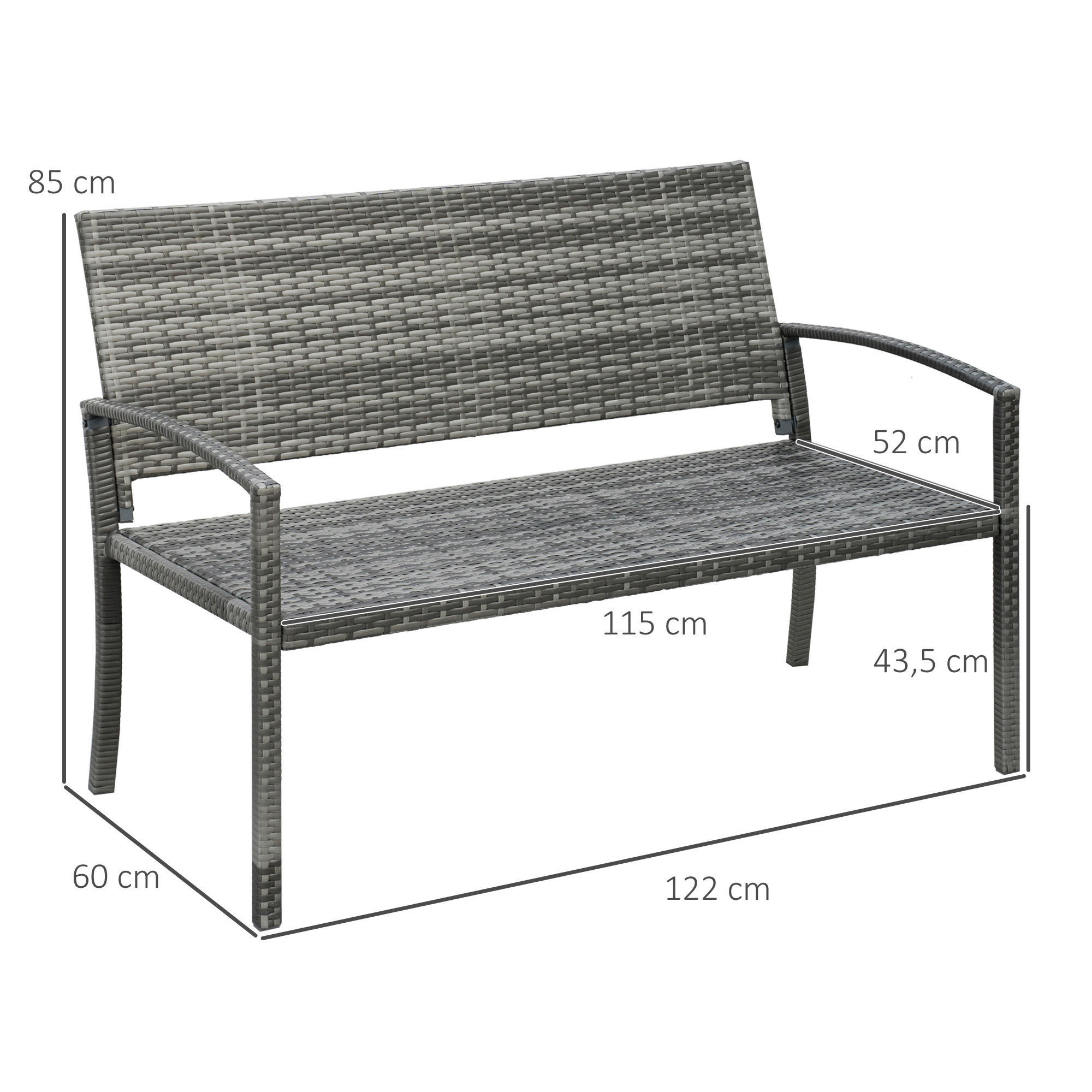 Outsunny Gartenbank grau Polyrattan B/H/...