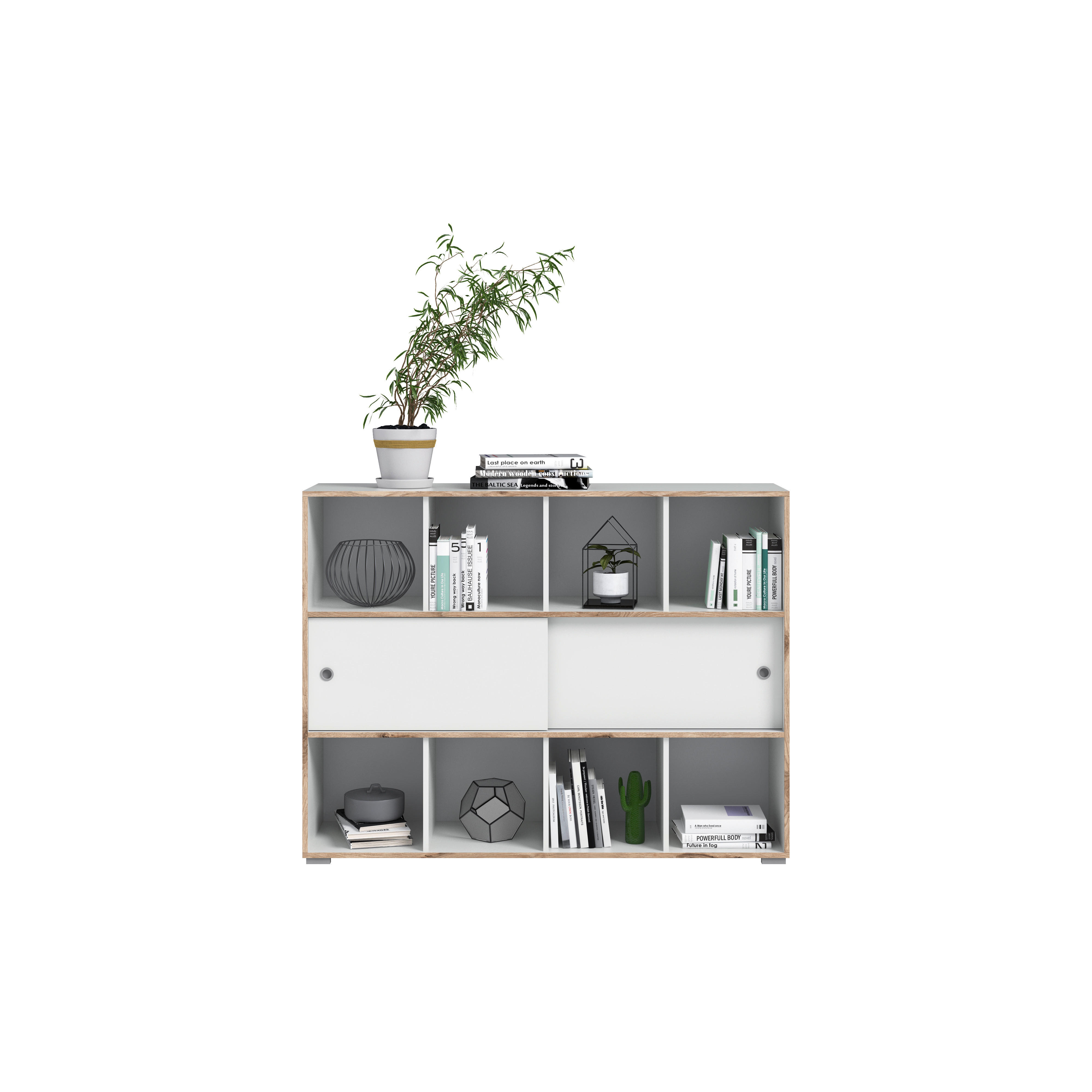 Schiebetürenschrank Jesper weiß Eiche Nachbildung B/H/T: ca. 141x109x40 cm Jesper - Eiche/weiß (141,00/109,00/40,00cm)