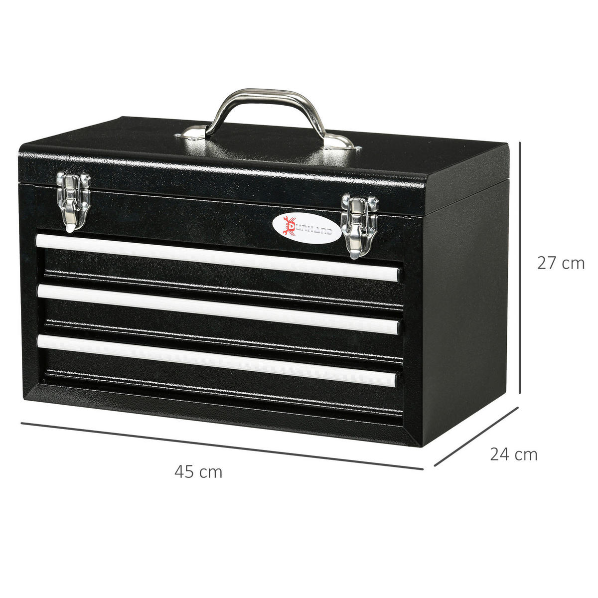 B/H/L: ca. 24x45x27 cm Werkzeugkasten - schwarz (27,00/24,00/45,00cm) - DURHAND