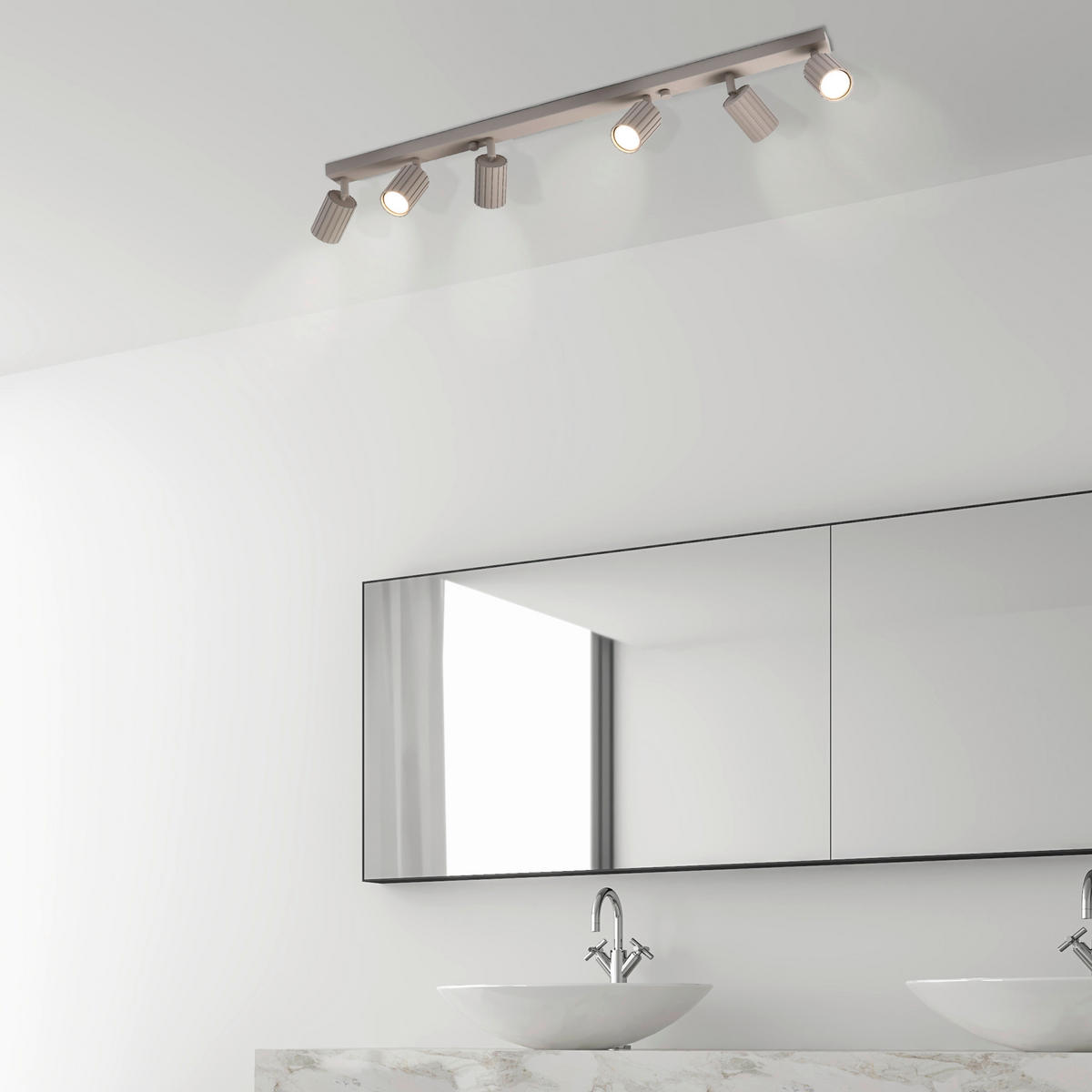 Lamkur Strahler beige Stahl B/H/L: ca. 6,5x16,5x117 cm 6 Brennstellen Prisma - beige (117,00/6,50/16,50cm) - Lamkur