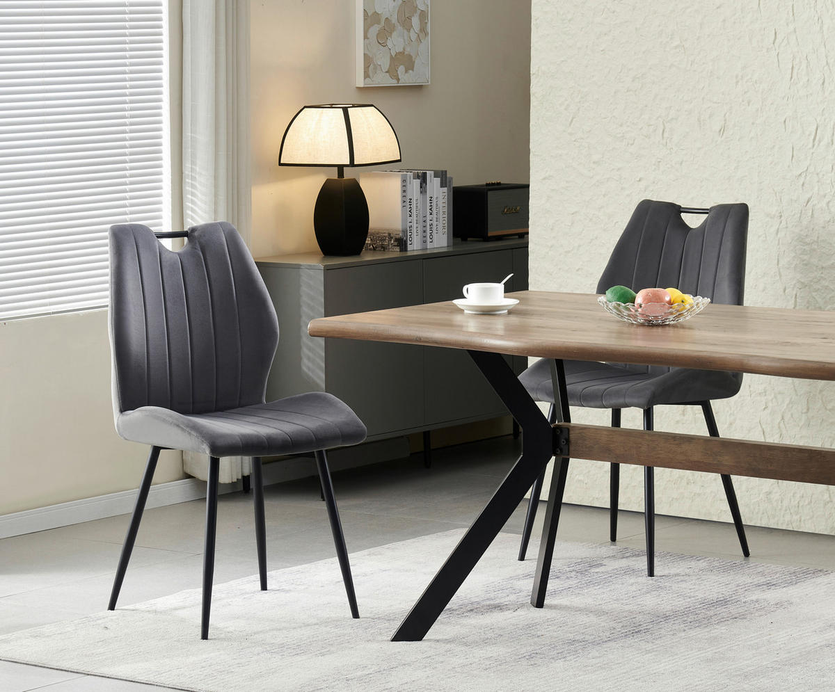 Stuhl CHRISTIN, 2er Set anthrazit schwarz B/H/T: ca. 52x75x58 cm CHRISTIN, 2er Set - schwarz/anthrazit (52,00/75,00/58,00cm) - xonox.home