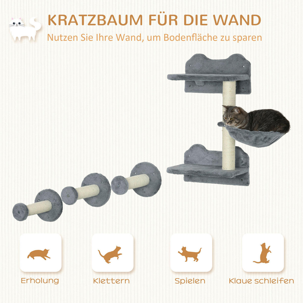 PawHut Fitness-Zubehör grau Edelstahl B/H/L: ca. 28x40x73 cm Kletterwand - grau (73,00/28,00/40,00cm) - PawHut