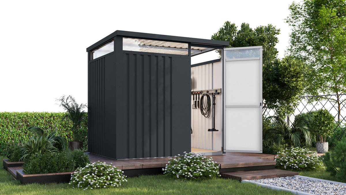 Karibu Gartenhaus Nessa 1,5 anthrazit B/H/L: ca. 160x215x220 cm Nessa 1,5 - anthrazit (220,00/160,00/215,00cm) - Karibu