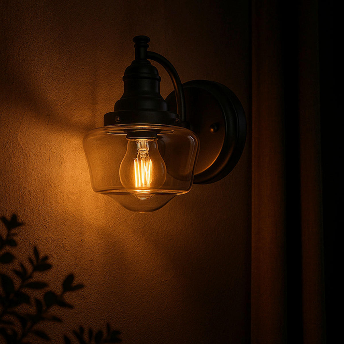 Westinghouse Außenwandleuchte Eddystone mattschwarz Glas Metall B/H/L: ca. 15x21x22 cm E27 1 Brennstellen Eddystone - mattschwarz (22,00/15,00/21,00cm) - Westinghouse