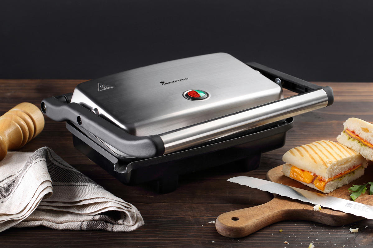 MASTERPRO Kontaktgrill BGMP-9008 silber Kunststoff Edelstahl B/H/T: ca. 35x13x30,5 cm Foodies BGMP-9008 - schwarz/silber (35,00/13,00/30,50cm) - MASTERPRO
