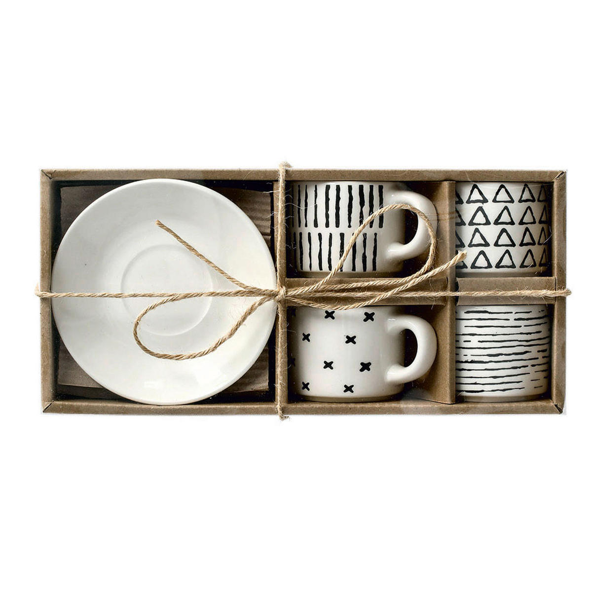 Zeller Espresso-Set schwarz Keramik Espresso-Set_8-tlg. - weiß/schwarz (265,00/125,00/7,00cm) - Zeller