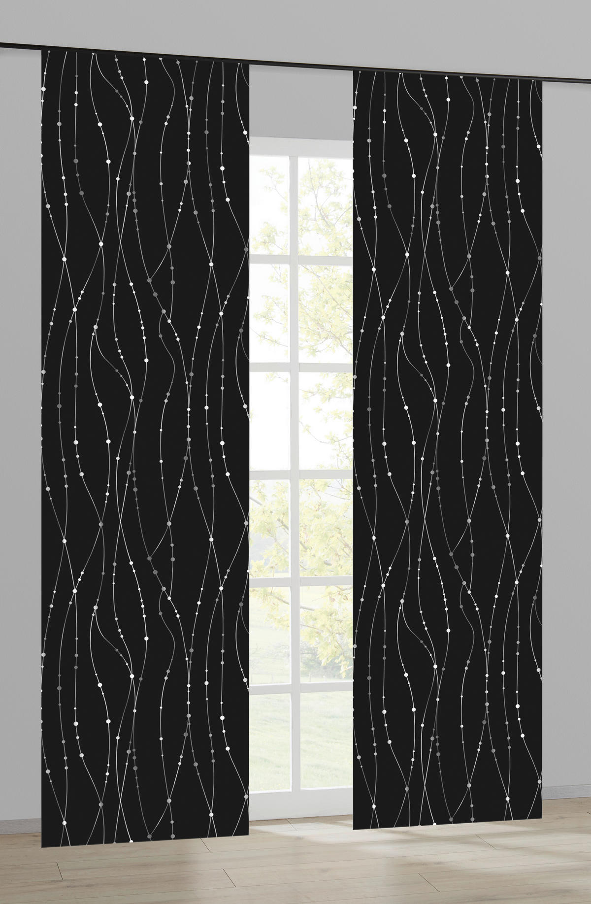 Schiebevorhang New Point schwarz B/L: ca. 60x245 cm New Point - schwarz/silber (60,00/245,00cm)