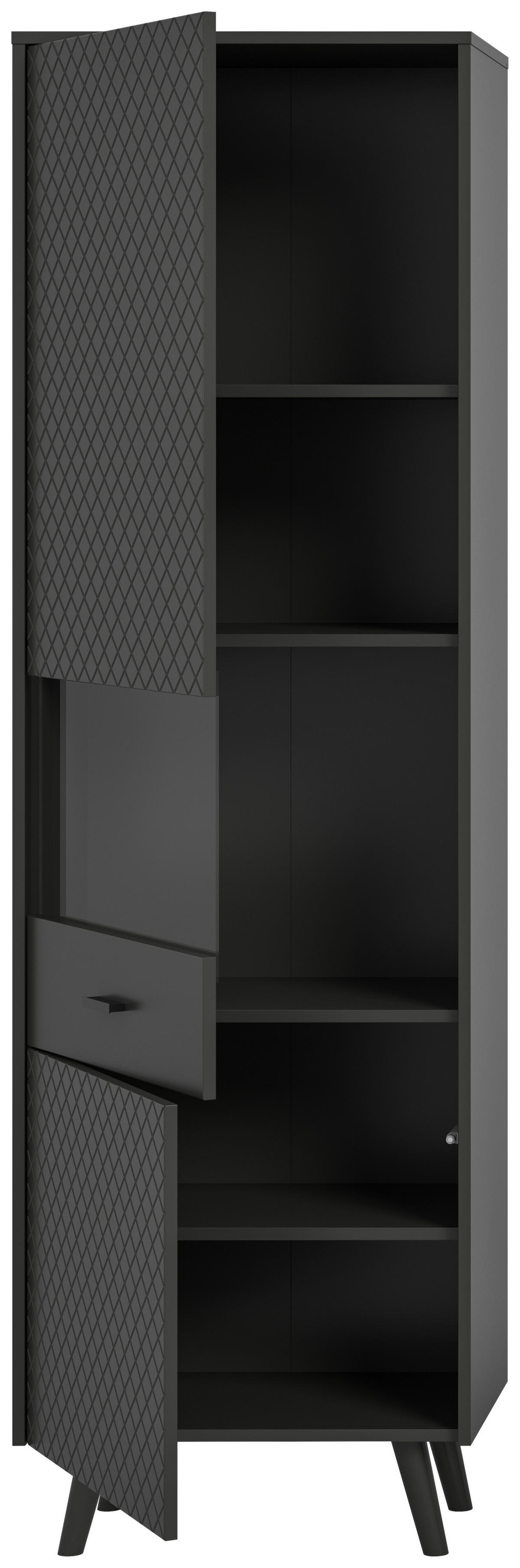 Vitrinenschrank LINEA grau schwarz B/H/T: ca. 58x195x37 cm LINEA - schwarz/grau (58,00/195,00/37,00cm) - xonox.home