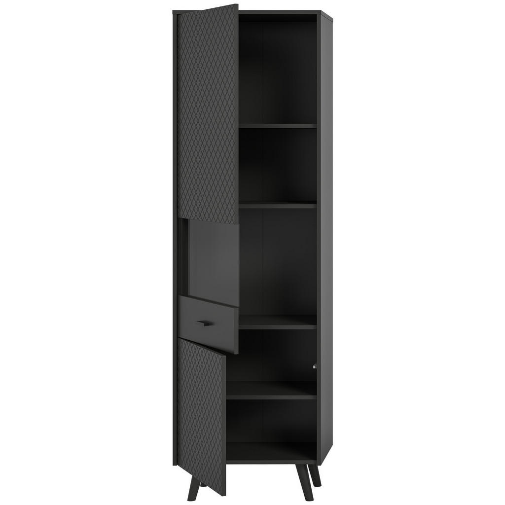 Thumbnail - Vitrinenschrank LINEA grau schwarz B/H/T: ca. 58x195x37 cm