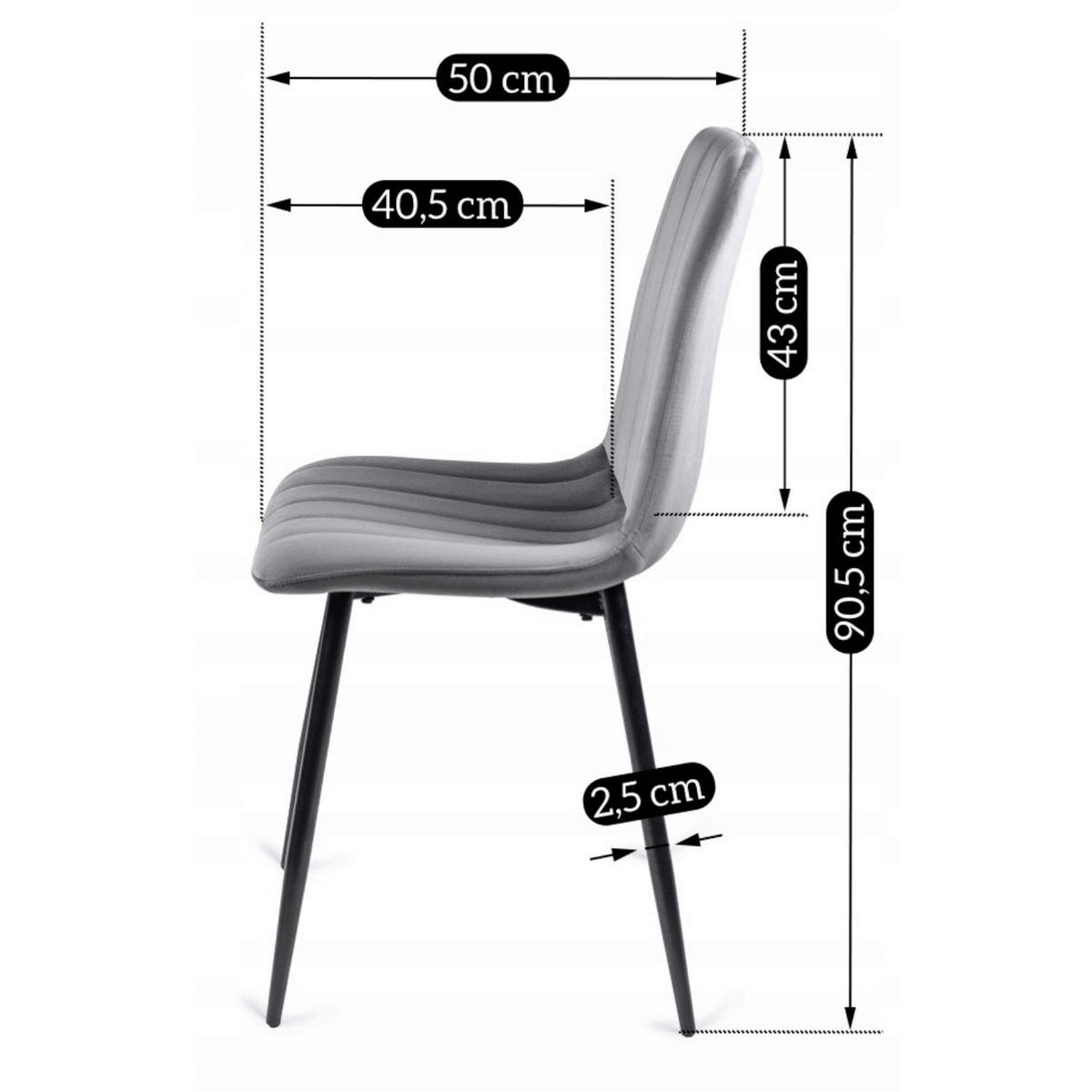 Stuhl IBIS grau Velourstoff B/H/T: ca. 43x90,5x50 cm IBIS - grau (43,00/90,50/50,00cm) - WIPMEB