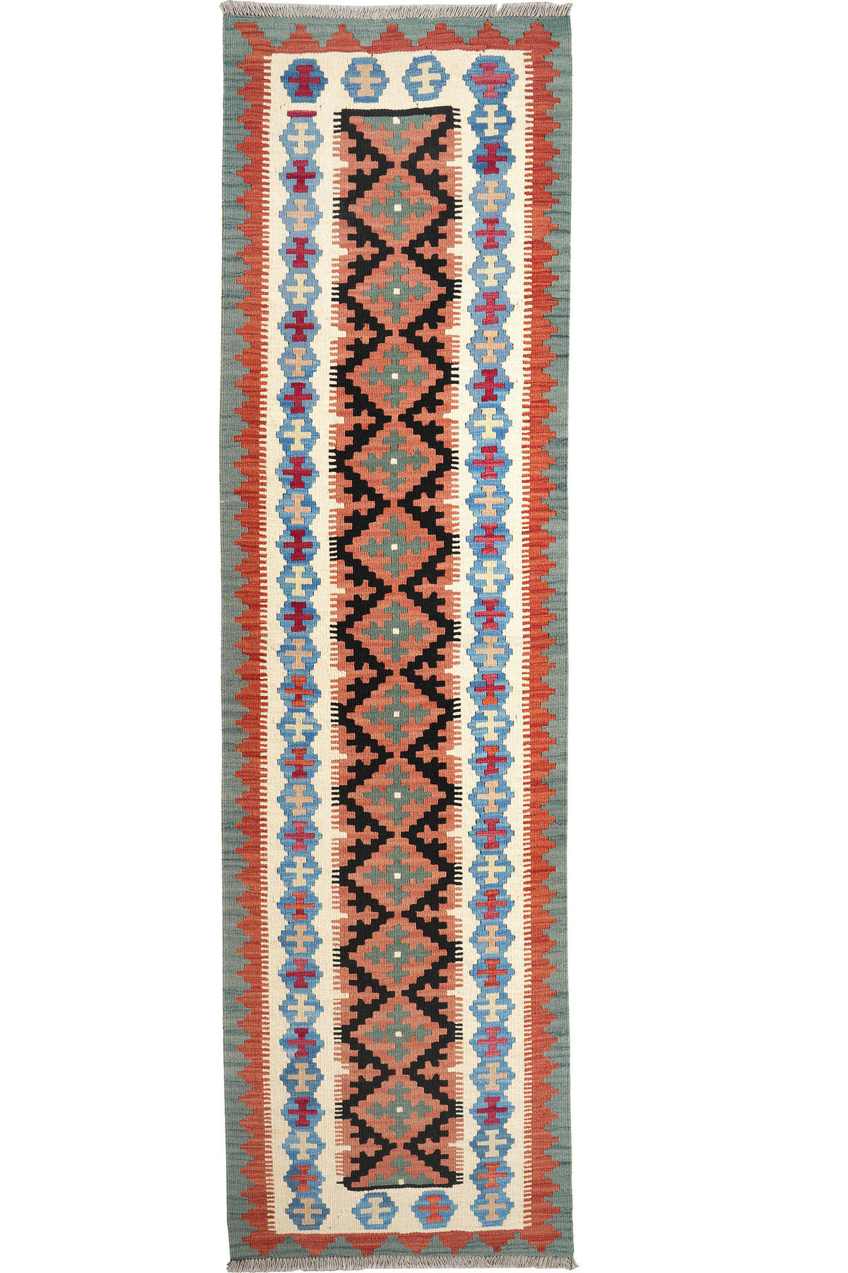 PersaTepp Teppich Kelim Gashgai schwarz B/H/L: ca. 79x1x284 cm Kelim Gashgai - beige/schwarz (284,00/79,00/1,00cm) - PersaTepp