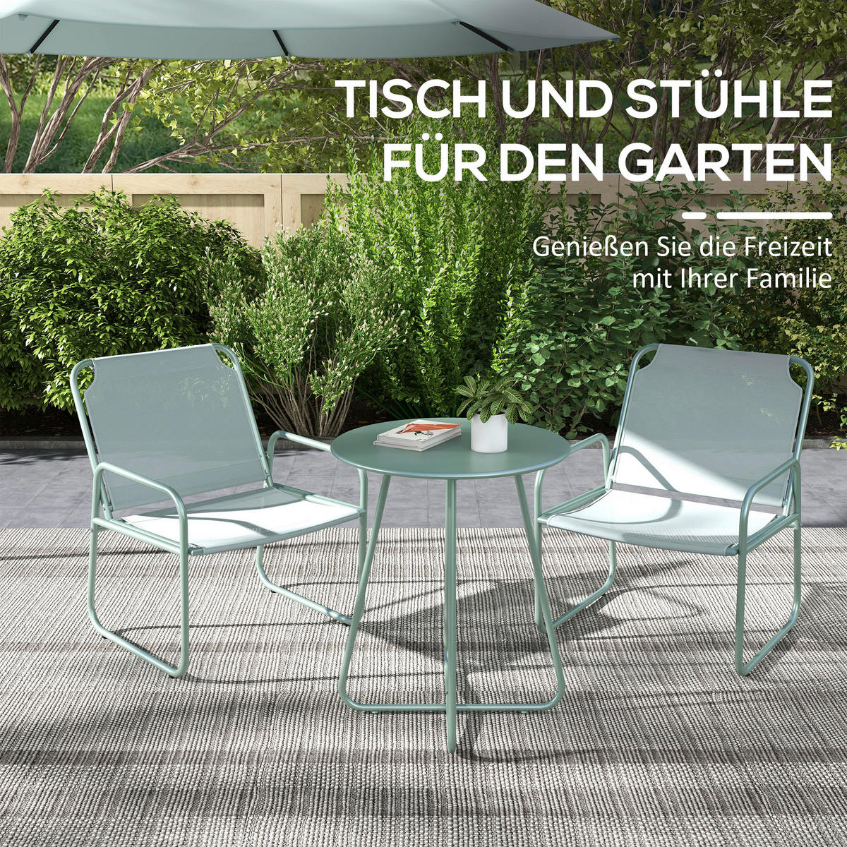 Outsunny Sitzgruppe grün Mesh B/H/L: ca. 57x63x82 cm Gartenmöbel-Set - grün (82,00/57,00/63,00cm) - Outsunny