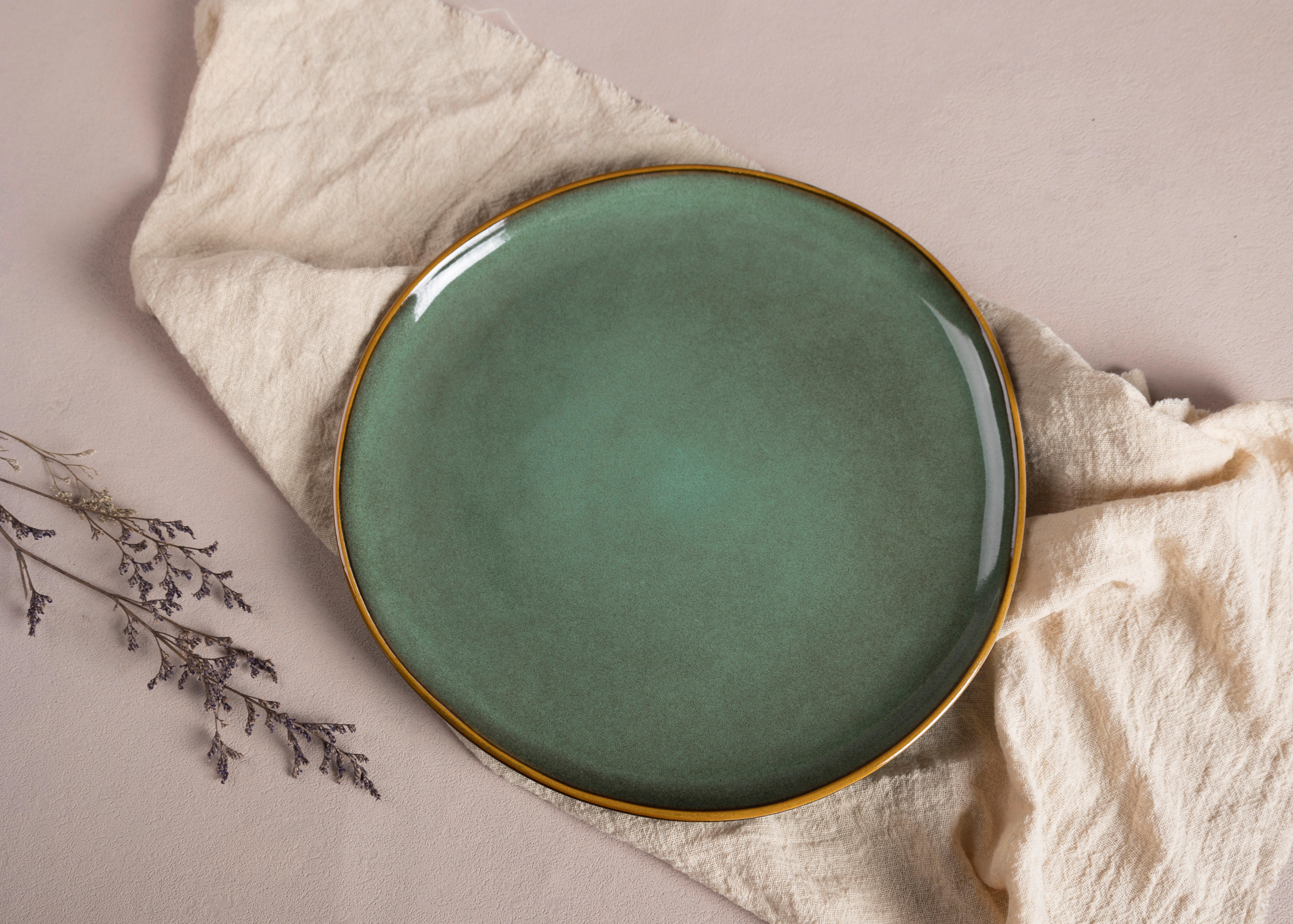 Thumbnail - Dessertteller grün Steinzeug D: ca. 20,5 cm