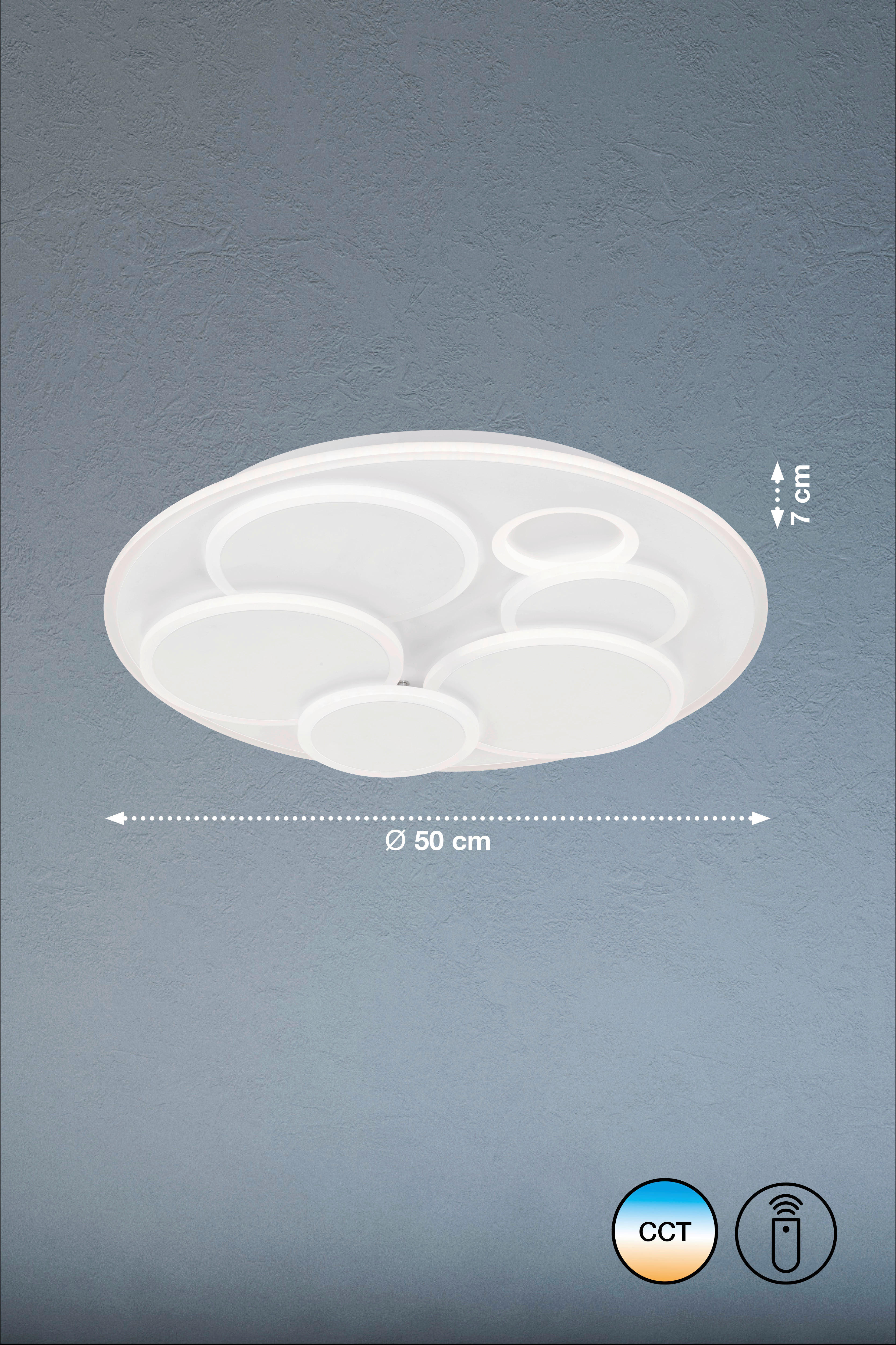 Fischer & Honsel LED-Deckenleuchte 21162 weiß Acryl H/D: ca. 7x50 cm 1 Brennstellen Dots - weiß (50,00/7,00cm) - Fischer & Honsel