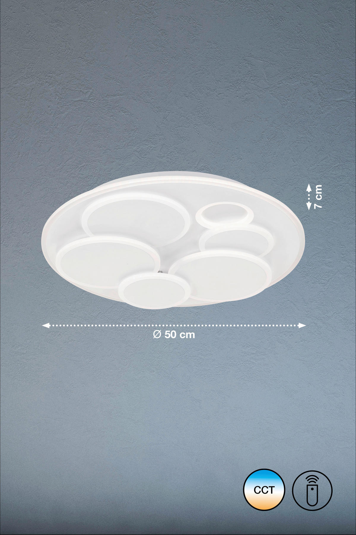 Fischer & Honsel LED-Deckenleuchte 21162 weiß Acryl H/D: ca. 7x50 cm 1 Brennstellen Dots - weiß (50,00/7,00cm) - Fischer & Honsel