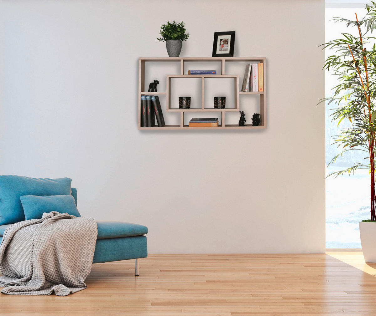 Wandregal Eiche Sonoma Nachbildung B/H/T: ca. 85x47,5x16 cm Wandregal - Eiche (85,00/47,50/16,00cm) - Wohnling