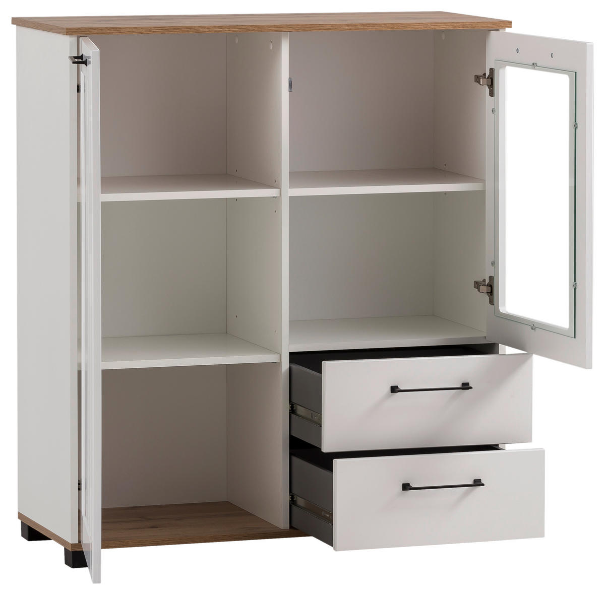 Midischrank Jelda weiß matt Eiche Landhaus Nachbildung B/H/T: ca. 99,2x113,1x41 cm Jelda - Eiche/weiß (99,20/113,10/41,00cm) - Möbelpartner