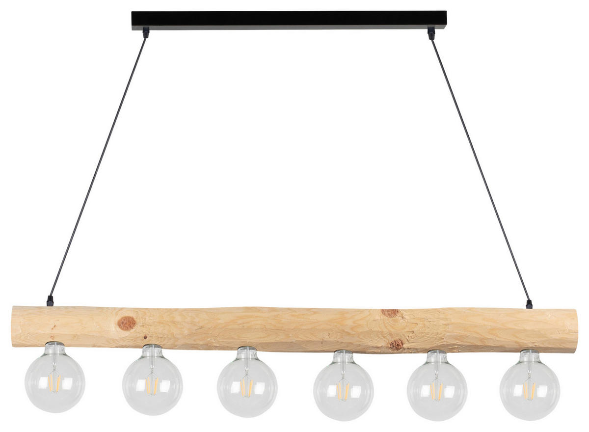 SPOT Light Pendelleuchte  SP-69860604 Trabo Simple natur schwarz Holz Metall H/L/D: ca. 110x115x10 cm E27 6 Brennstellen Trabo Simple - natur/schwarz (10,00/110,00cm) - SPOT Light