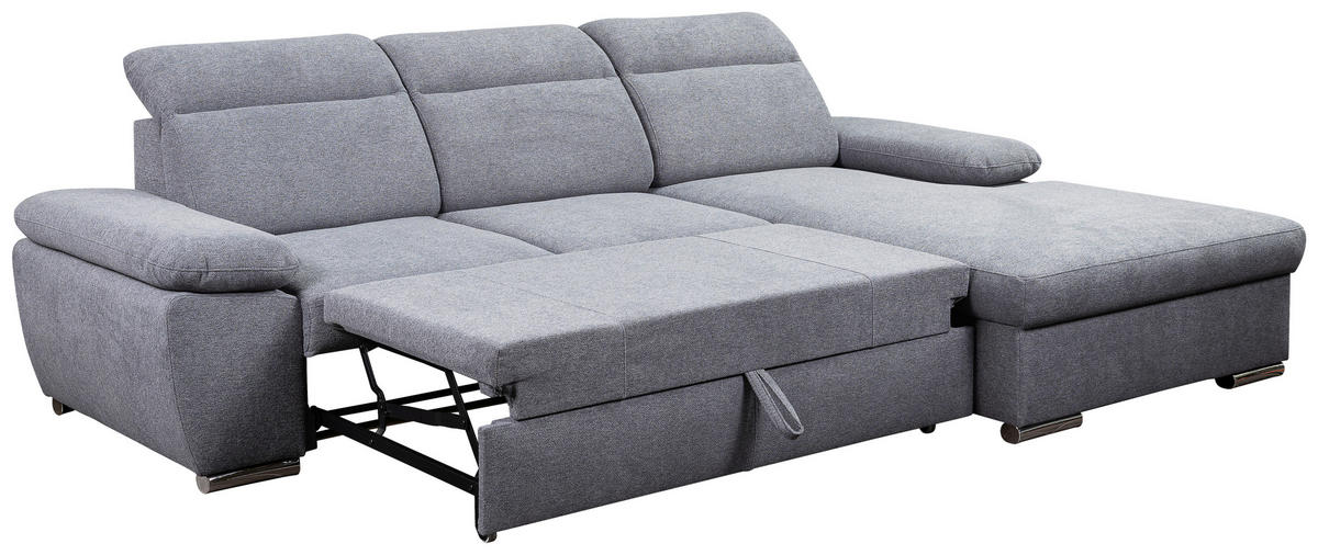 Funktionsecke Palma dunkelgrau Microfaser B/H/T: ca. 285x100x182 cm Palma - Chrom/dunkelgrau (285,00/100,00/182,00cm)