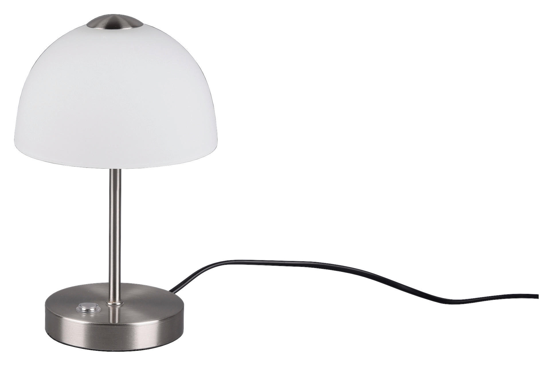 Reality Tischleuchte R52931107 nickel matt weiß Metall Glas H/D: ca. 26x16 cm LED-Tischleuchte_Hugo - weiß/nickel matt (16,00/26,00cm) - Reality