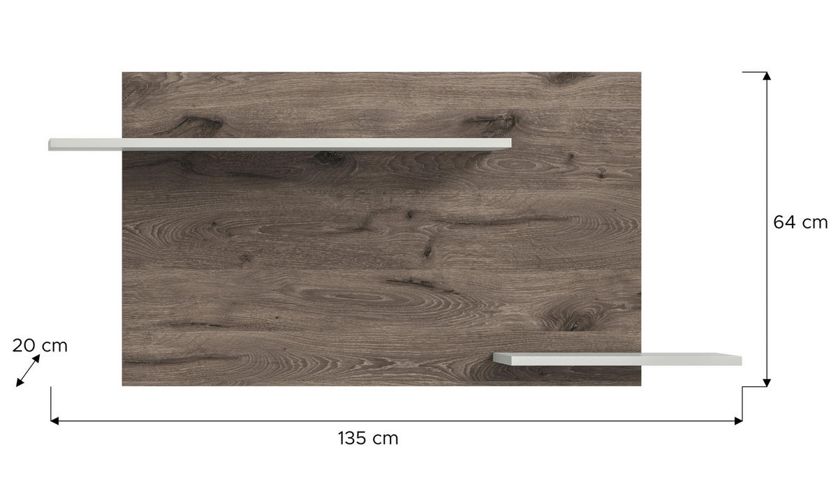 Wandboard Falcona Nox Oak Nachbildung hellgrau B/H/T: ca. 64x135x22 cm Falcona - hellgrau (64,00/135,00/22,00cm) - xonox.home