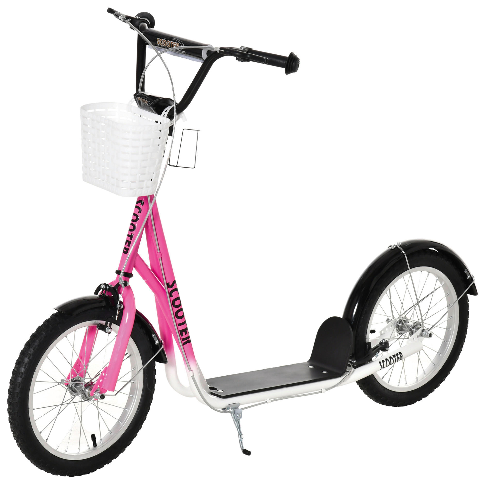HOMCOM Kinderroller rosa Kinderroller - weiß/rosa (139,00/58,00/96,00cm) - HOMCOM