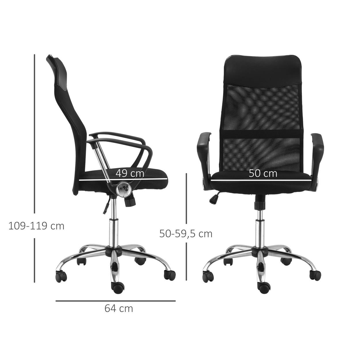 Drehstuhl A2-0093 schwarz A2-0093 - schwarz (63,00/109,00/65,00cm) - HOMCOM