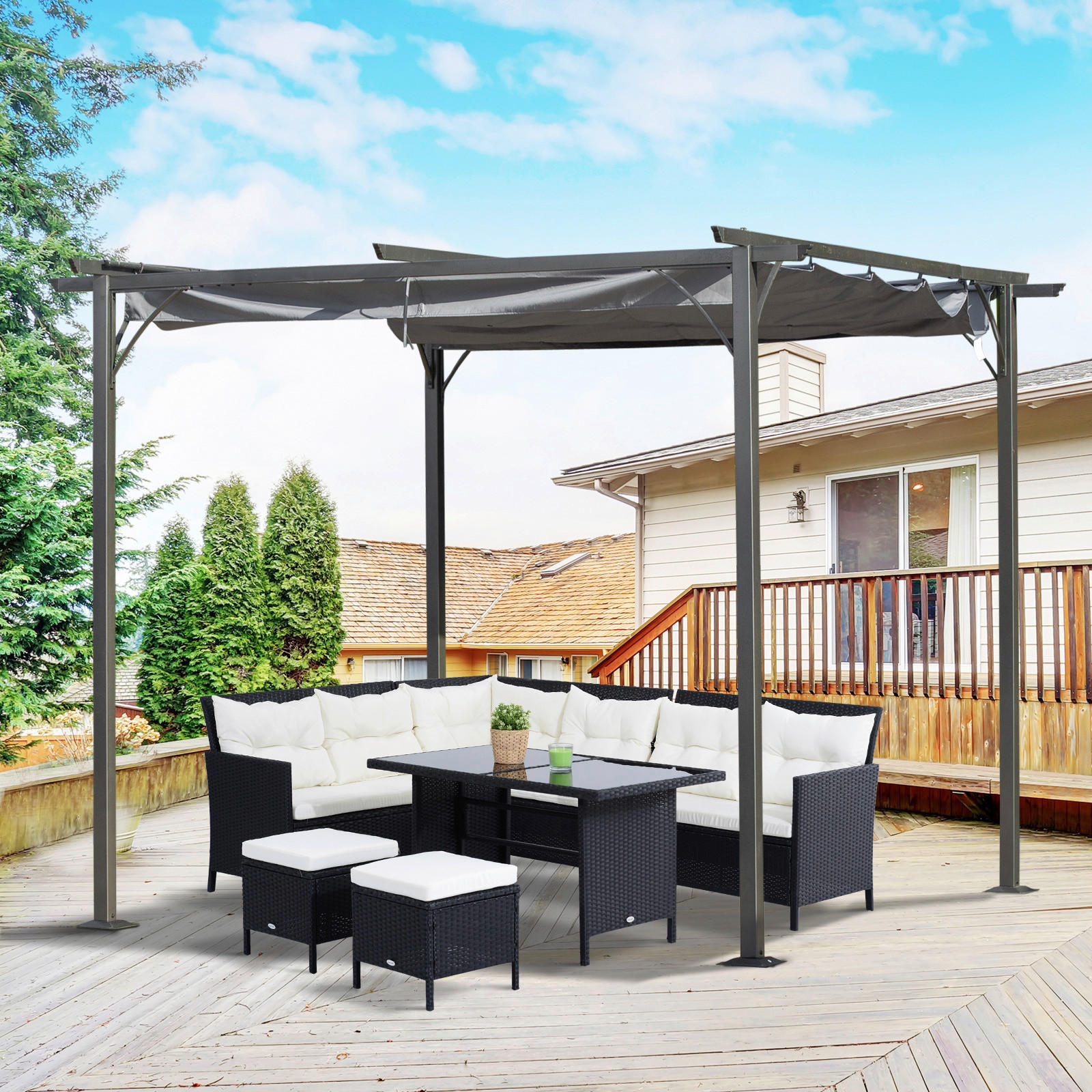 Outsunny Pergola schwarz Metall B/H: ca....